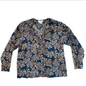 Vtg Oscar De La Renta Expressions Button Up Blouse Shirt Size 14